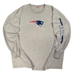 New England Patriots Long Sleeve T Shirt Gray NFL Football Logo Men’s XL